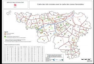 La carte des lots croisée avec la carte des zones favorables